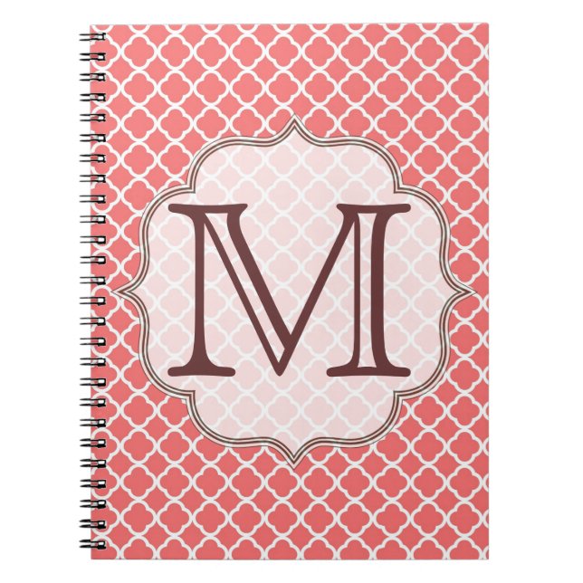 Coral Quaterfoil Latti Monogram Initial Note Book (Front)