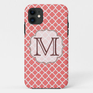 Coral Quaterfoil Latti Monogram IPHONE 5 Case