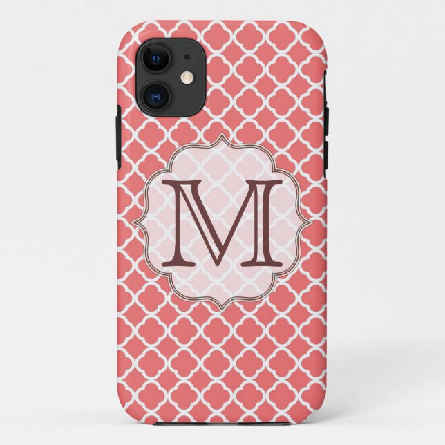 Coral Quaterfoil Latti Monogram IPHONE 5 Case (Back)
