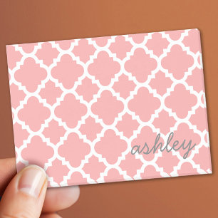 Coral Quatrefoil Pattern with Personalised Name Post-it Notes