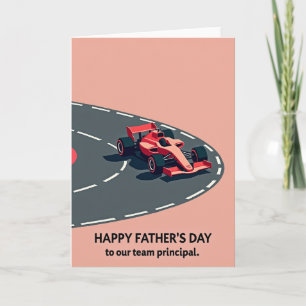 Coral Race Car Fathers Day Card