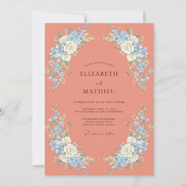 Coral Radiant Spring Wedding Invitation (Front)