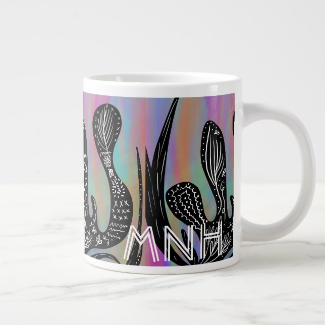 Coral Rainbow Colourful Doodle Large Coffee Mug (Right)