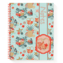 Coral Red and Mint Beach Pattern