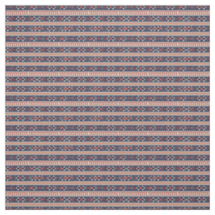 Coral Red and Navy Fair Isle Knit Pattern Fabric
