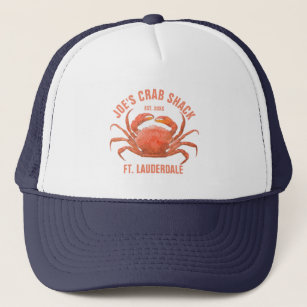 Coral Red Blue Sea Crab Illustration Trucker Hat