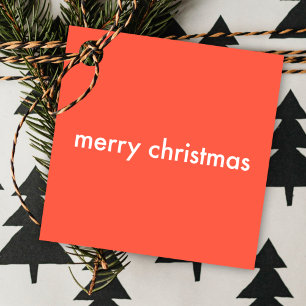 Coral Red Christmas   Simple Plain Minimalist Favour Tags