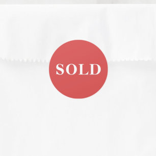 Coral Red Classic Typography Custom Sold Classic Round Sticker