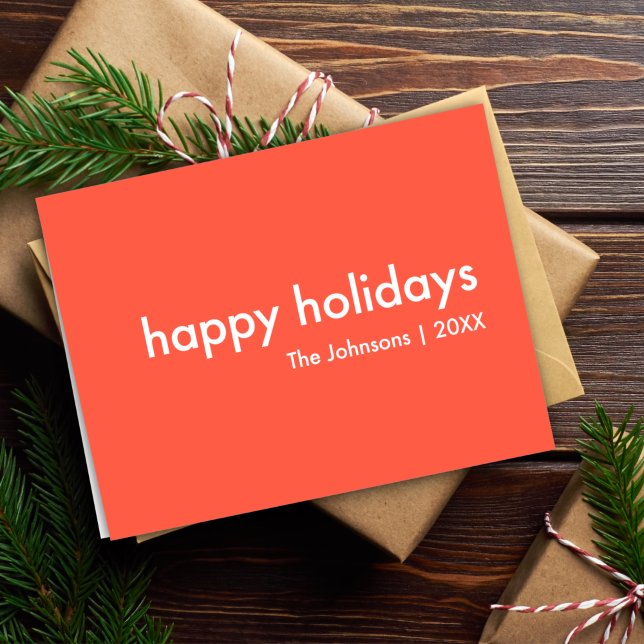 Coral Red Holidays | Modern Minimal Stylish Holiday Card (Creator Uploaded)
