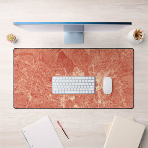 Coral Red Marble Texture Desk Mat