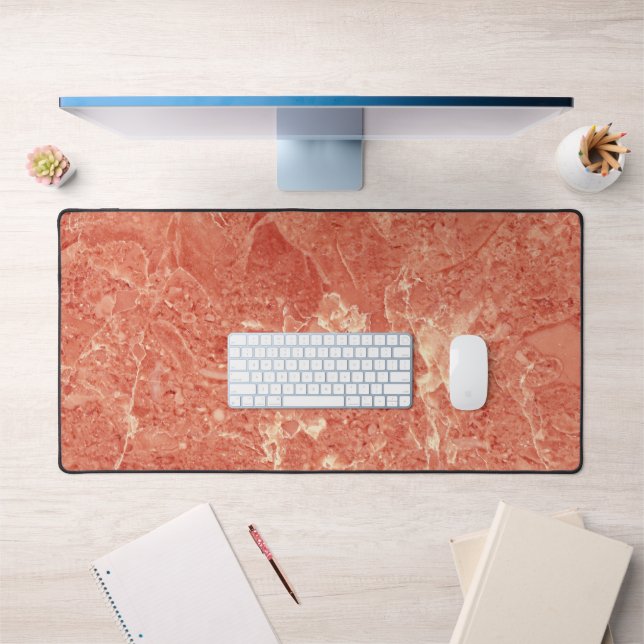 Coral Red Marble Texture Desk Mat (Office 1)