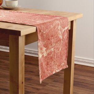 Coral Red Marble Texture   Short Table  Runner
