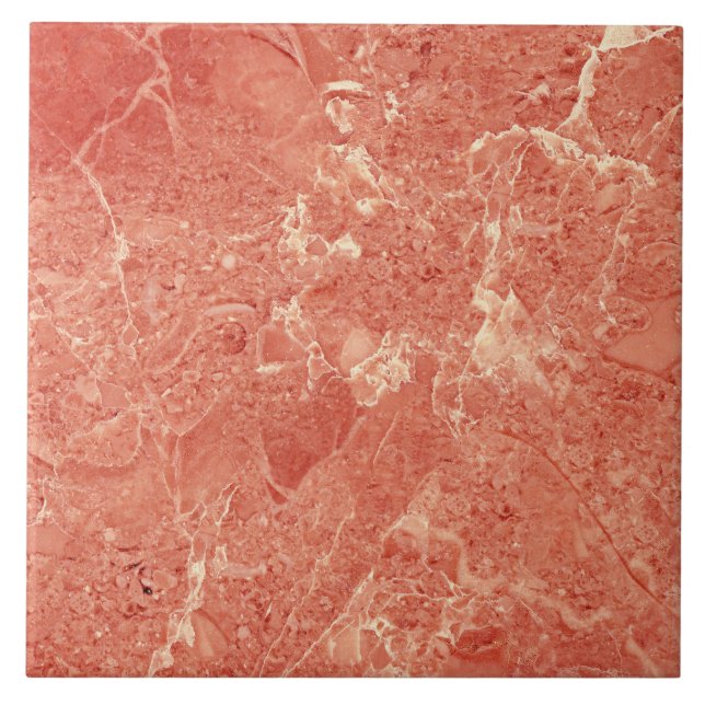 Coral Red Marble Texture Tile (Front)