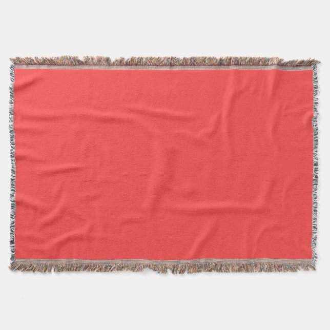 Coral Red Modern Colour Matching Throw Blanket (Front)