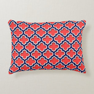 Coral Red Navy 5c Moroccan #5DS Decorative Cushion