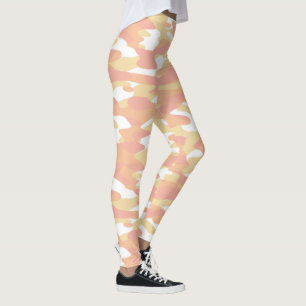 Coral Red Orange Yellow White Camouflage Pattern Leggings