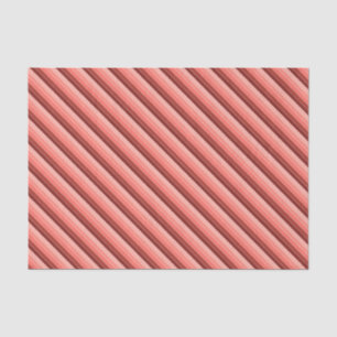 Coral Red Pink Beige Stripes Tissue Paper