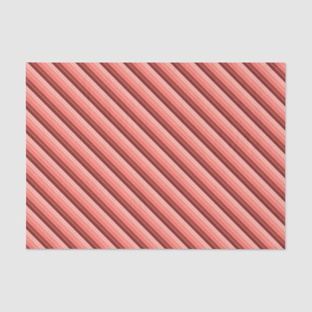 Coral Red Pink Beige Stripes Tissue Paper (Front)