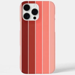 Coral Red Pink Stripes iPhone 16 Pro Max Case