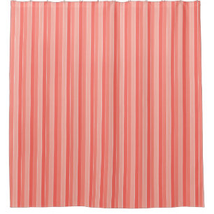 Coral Red Pink Stripes   Shower Curtain