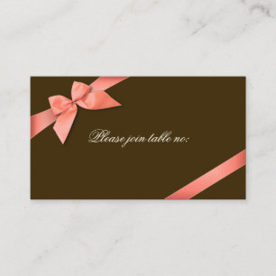 Coral Red Ribbon Guest Table Place Card