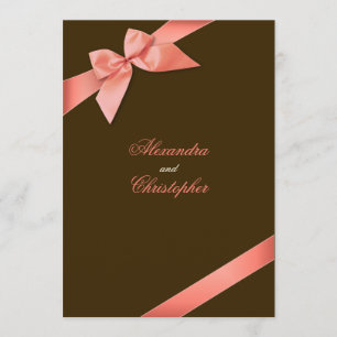 Coral Red Ribbon Wedding Announcement