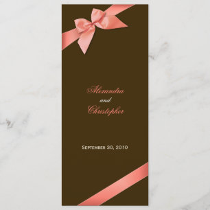 Coral Red Ribbon Wedding Invitation Announcement