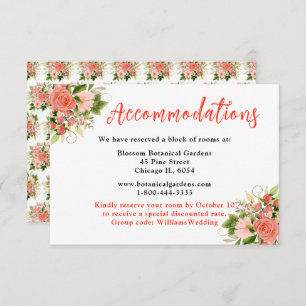 Coral Red Roses with Foliage Enclosure Card