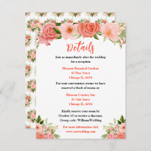 Coral Red Roses with Foliage Enclosure Card