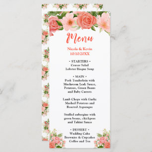 Coral Red Roses with Foliage Menu