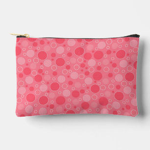 coral red tones with polka dots in retro sixties s accessory pouch