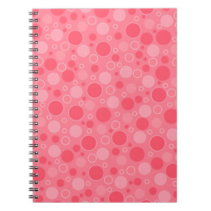 coral red tones with polka dots in retro sixties s notebook