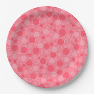 coral red tones with polka dots in retro sixties s paper plate