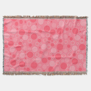 coral red tones with polka dots in retro sixties s throw blanket