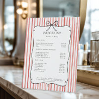 Coral Red White Stripe Vintage Bow Price List