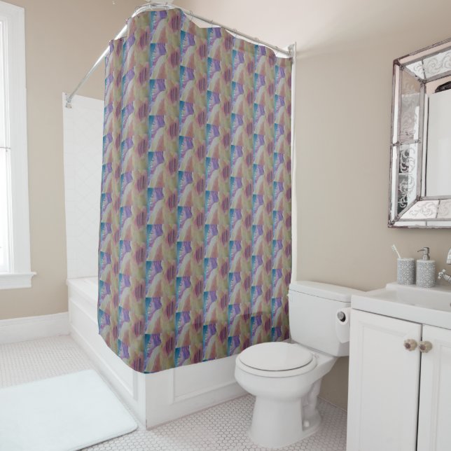 Coral Reef Abstract Art Shower Curtain (In Situ)