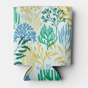 Coral Reef, Algae Seamless Pattern. Can Cooler