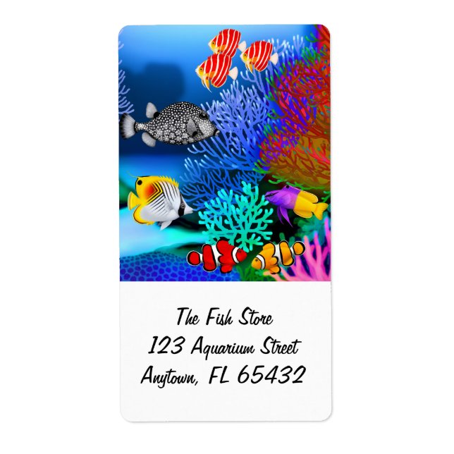 Coral Reef Aquarium Fish Label (Front)