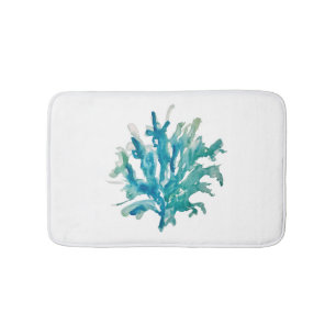 Coral Reef Blue Green White Bath Mat