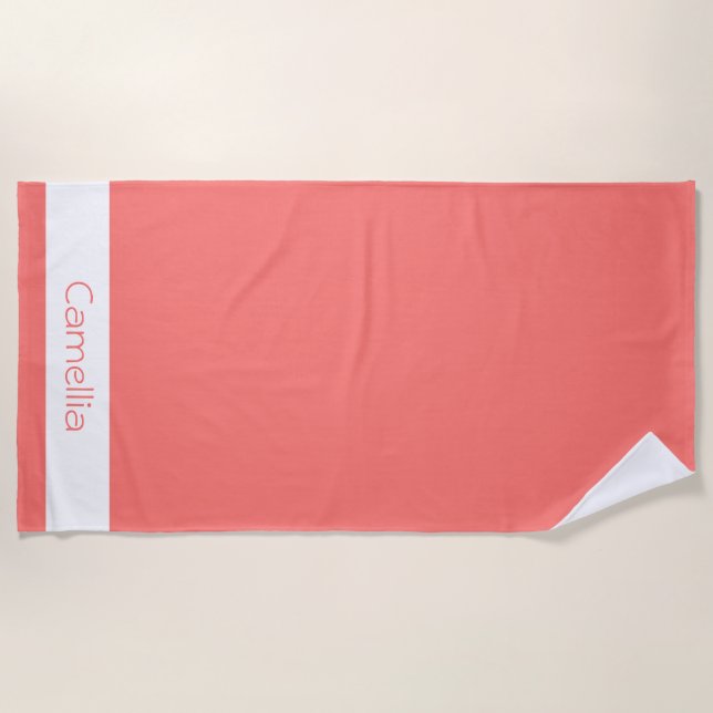 Coral Reef Bridesmaids Names Calligraphy Elegant  Beach Towel (Front)