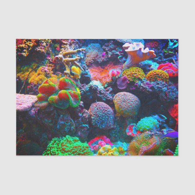 Coral reef colourful ocean tissue paper (Front)