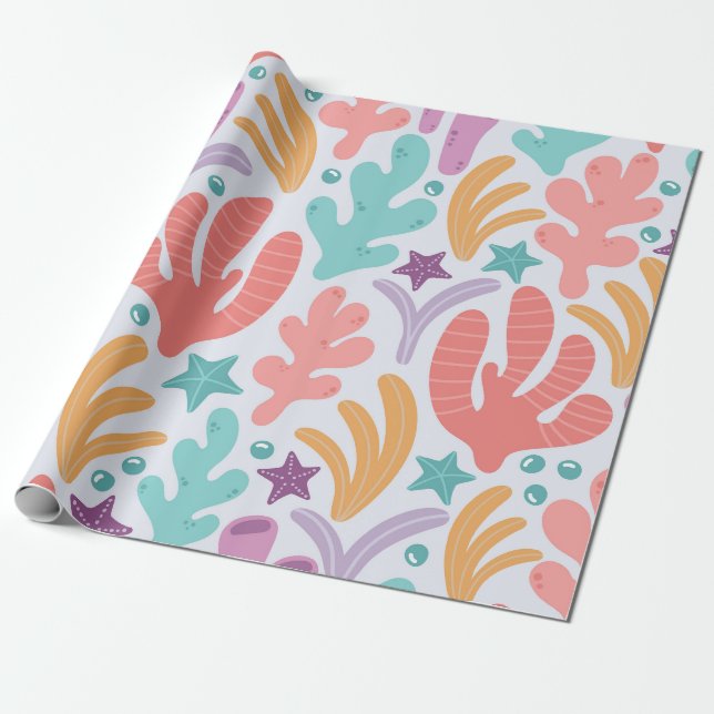 Coral Reef Delight Wrapping Paper (Unrolled)