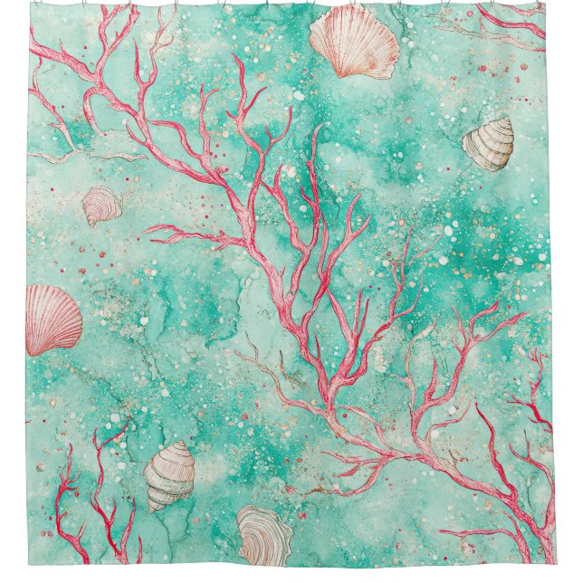 Coral Reef Dive Pattern Shower Curtain (Front)