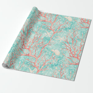 Coral Reef Dive Pattern Wrapping Paper
