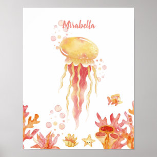 Coral Reef Dreams Jellyfish customisable Poster