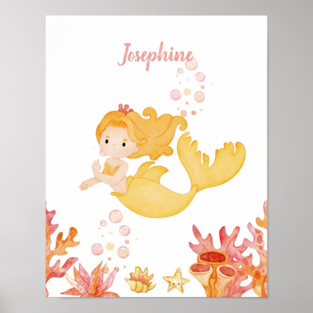 Coral Reef Dreams Mermaid customisable Poster (Front)