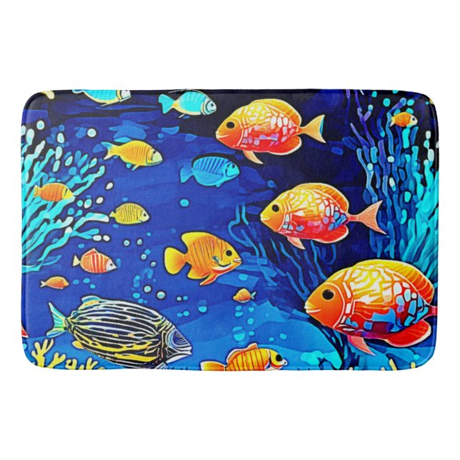 Coral Reef Fish Art Bath Mat (Front)
