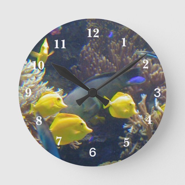 Coral Reef Fish Round Clock (Front)