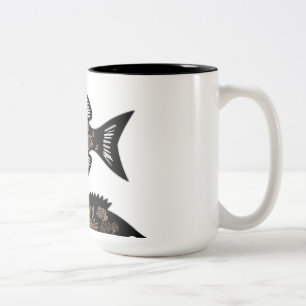 Coral Reef Fish Silhouettes Two-Tone Coffee Mug