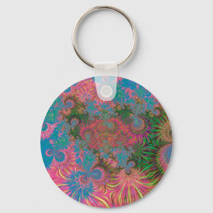Coral Reef Fractal Abstract Art Key Ring